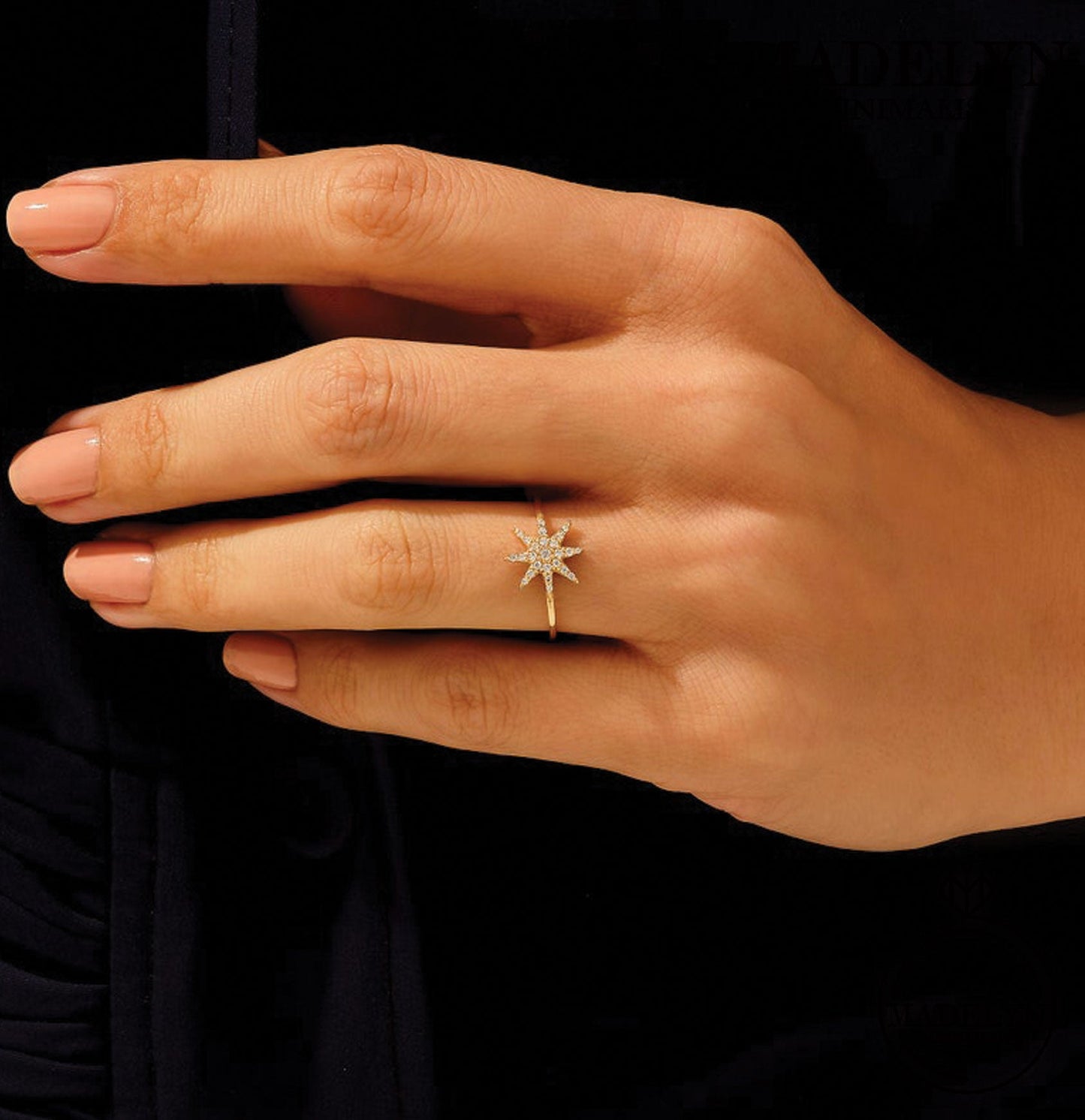 MADELYN MINIMALIST 14k Solid Gold Northstar Ring for Mother | Gift for Her, Wife, Mom
