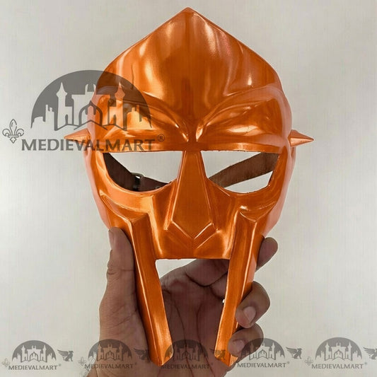 MEDIEVALMART MF DOOM Mask Mad-villain Orange Finish Steel Face Armor