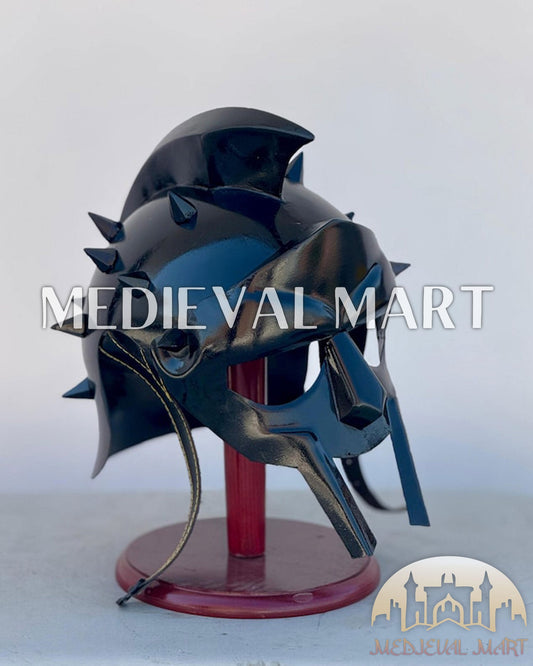 MEDIEVALMART "Gladiator" Black Knight Roman Soldier Helmet W/H Free Stand | LOTR Props