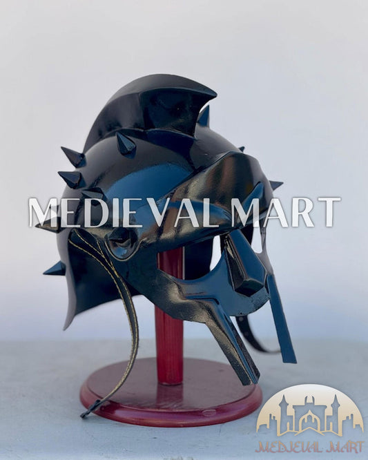 MEDIEVALMART "Gladiator" Black Knight Roman Soldier Helmet W/H Free Stand | LOTR Props