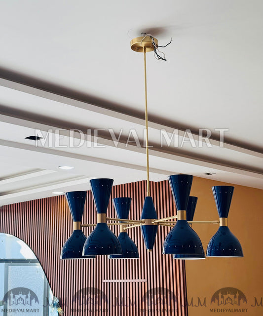 MEDIEVALMART Handcrafted Brass Sputnik Chandelier | Mid Century Modern 12-Light Fixture