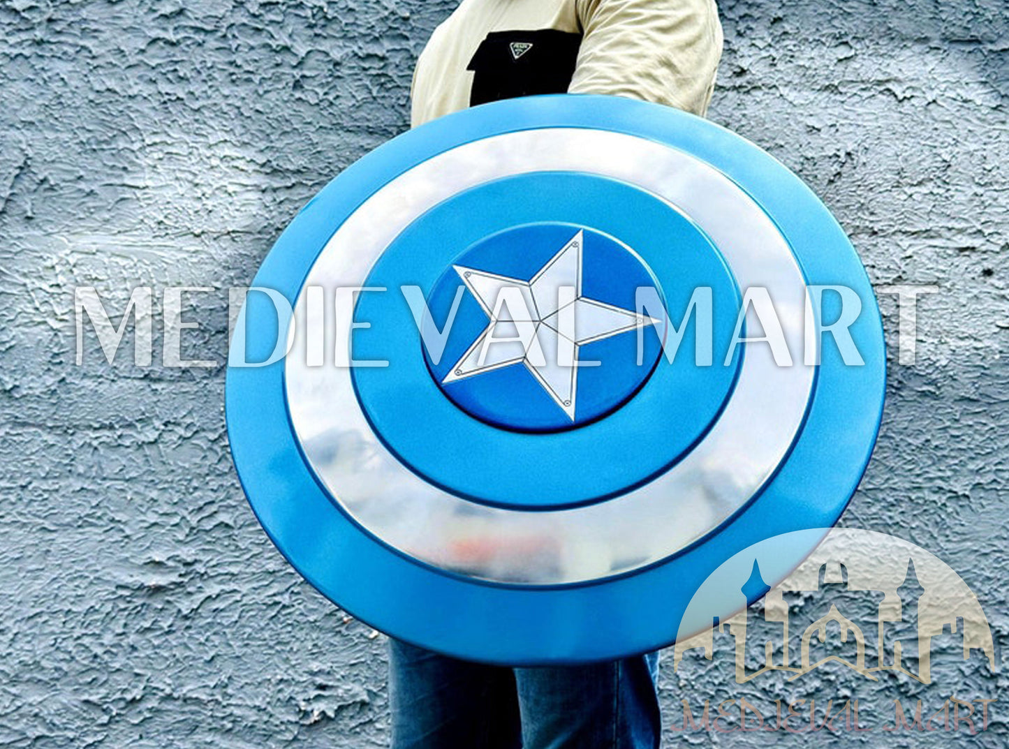MEDIEVALMART Marvel Legend Captain America Shield Blue Finish Marvel Prop Replica