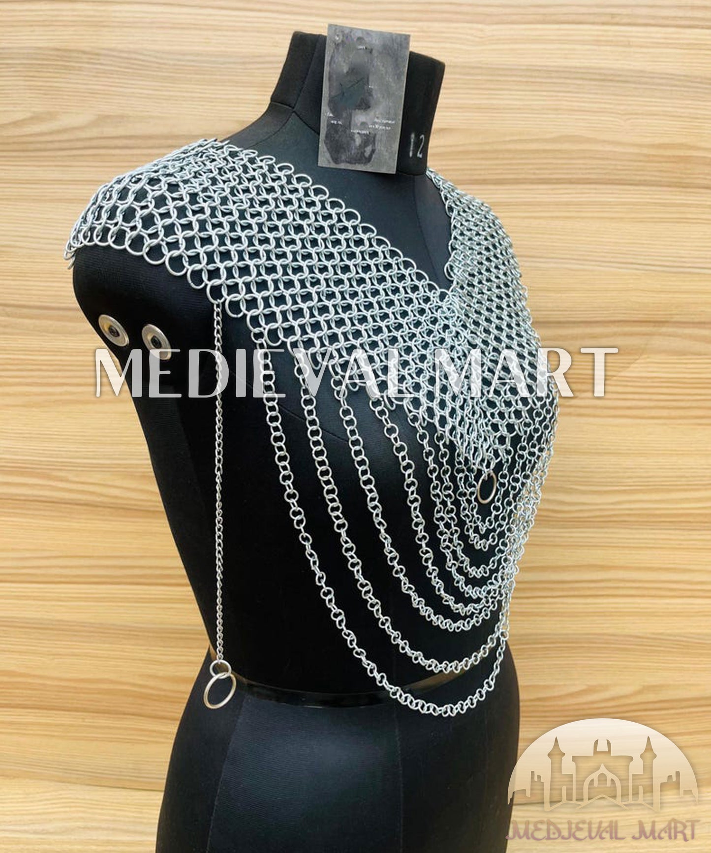 MEDIEVALMART Women’s Silver (MoonFire) Chainmail Armor W/o Skirt