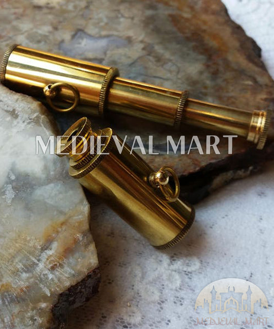 MEDIEVALMART Nautical Miniature Brass (Set of 4) Telescope: Steampunk Spyglass Pendant Charm