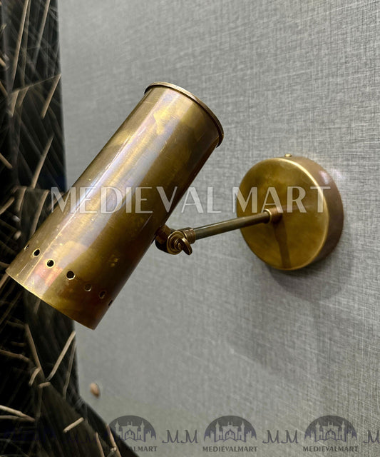 MEDIEVALMART Mid-Century Modern Antique Brass Wall Sconce Adjustable Spotlight Fixture