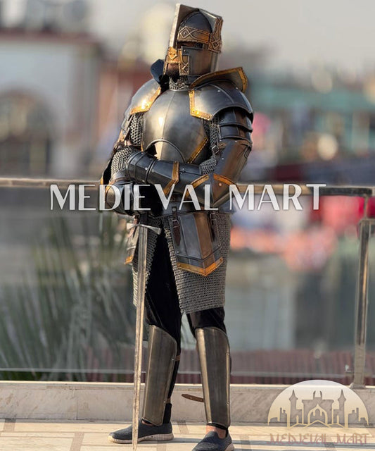 MEDIEVALMART Moria Dwarf Dwarven Steel Silver Armor Suit