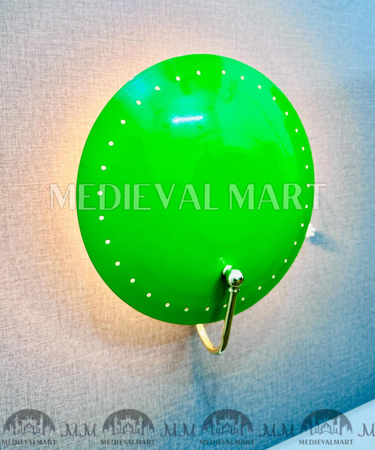 MEDIEVALMART Handmade Mid Century Modern Brass Wall Sconce - Green Shade