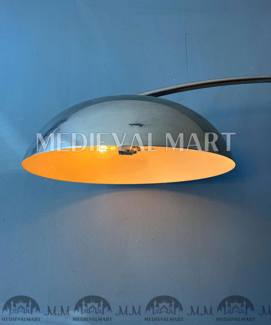 MEDIEVALMART Vintage Italian Space Age Arc Floor Lamp with Metal Shade