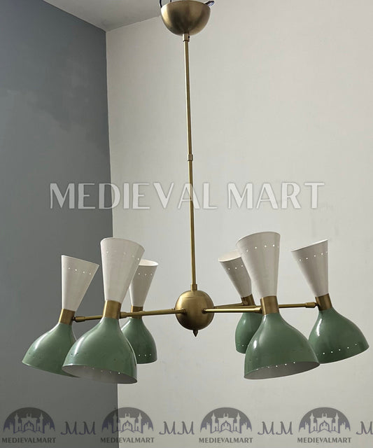 MEDIEVALMART Beautiful Mid Century Stilnovo Style Modern Brass Sputnik Chandelier (6 Arms 12 Light)