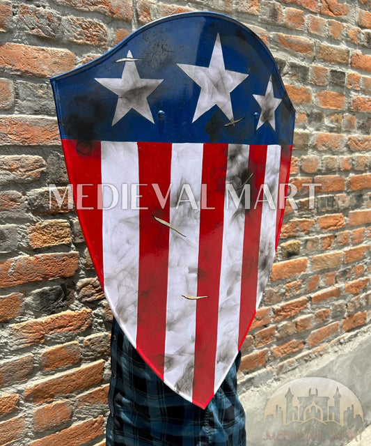MEDIEVALMART First Avengers Steve Rogers Damaged Shield | Gift for Cosplayer