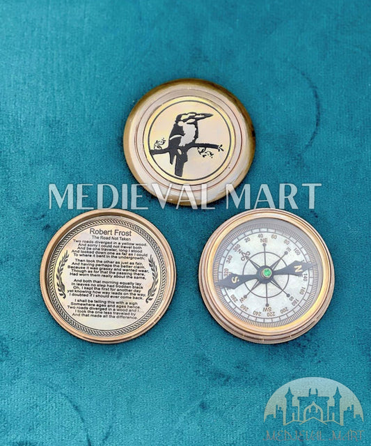 MEDIEVALMART Brújula de Grabado Personalizado Acabado Dorado Equipo Pirata Vintage | Regalo para el Día del Padre