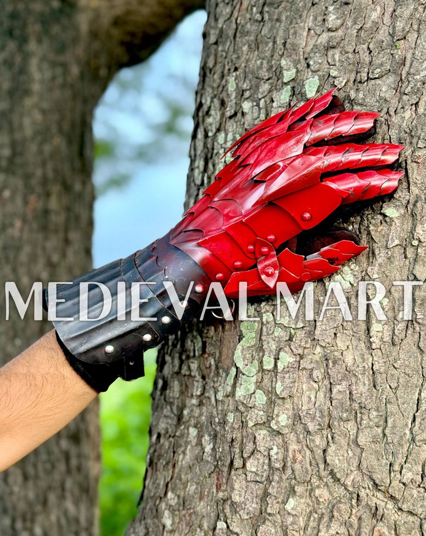 MEDIEVALMART LOTR Witcher Sauron-Inspired Iron Man Gauntlet Edition - Fantasy Gloves Armor