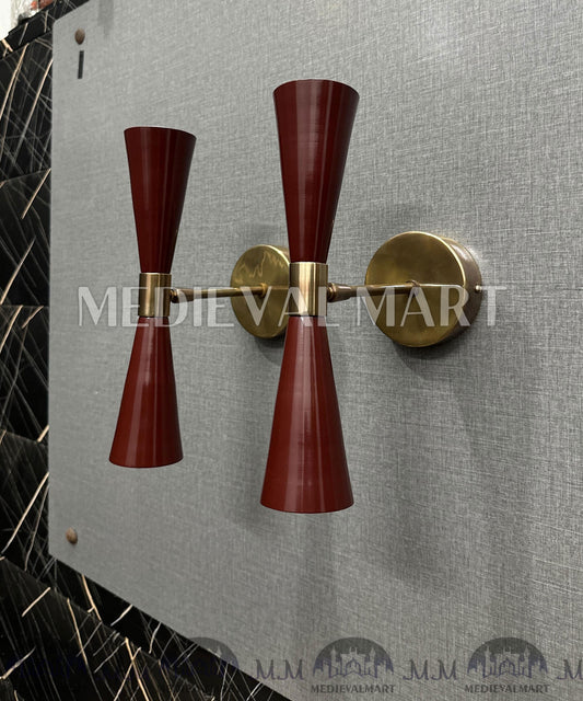 MEDIEVALMART Mid Century Modern Wall Sconce Italian Diabolo Brass Light