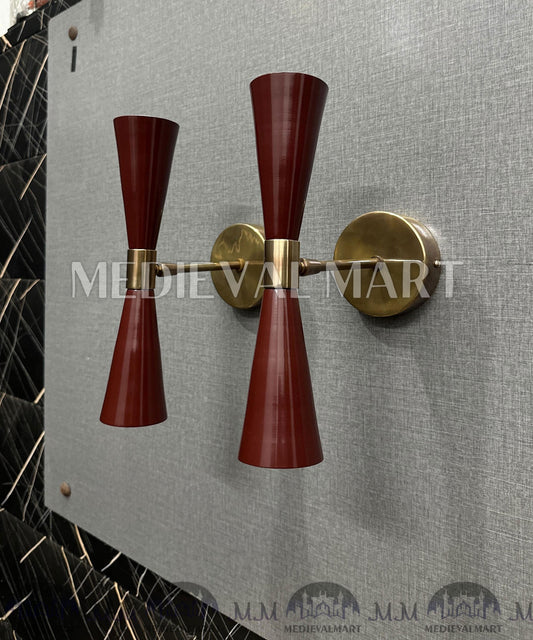 MEDIEVALMART Mid Century Modern Wall Sconce Italian Diabolo Brass Light