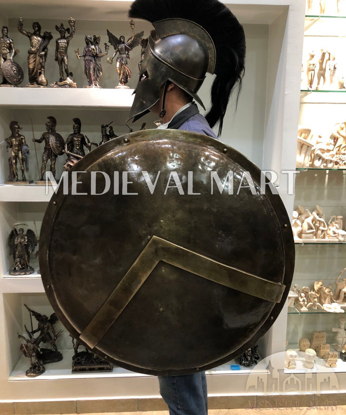 MEDIEVALMART 300 Movie Spartan’s Antique Touch Metal Shield | Gifts For Dad