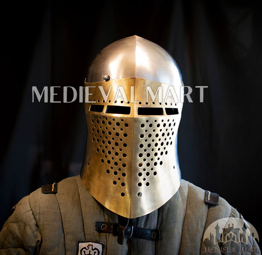 MEDIEVALMART Alexander The Great "ROA" Special and simple Armet with Brass Face Cover