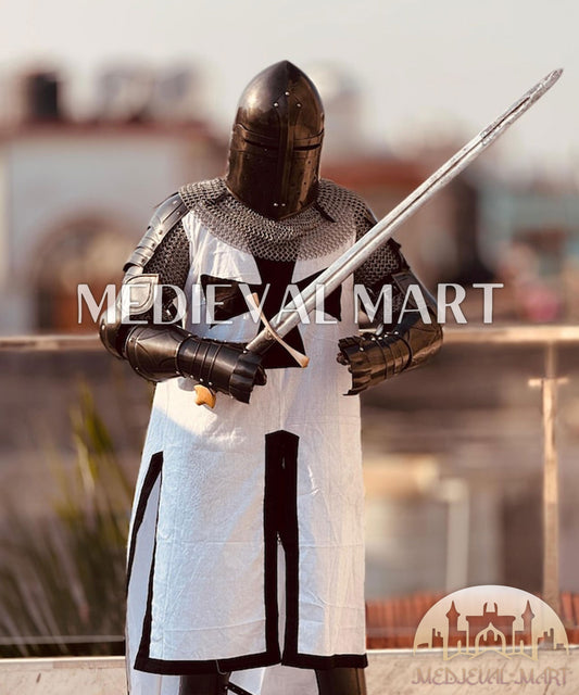 MEDIEVALMART Fantasy Black Medieval Crusader Templar Armor