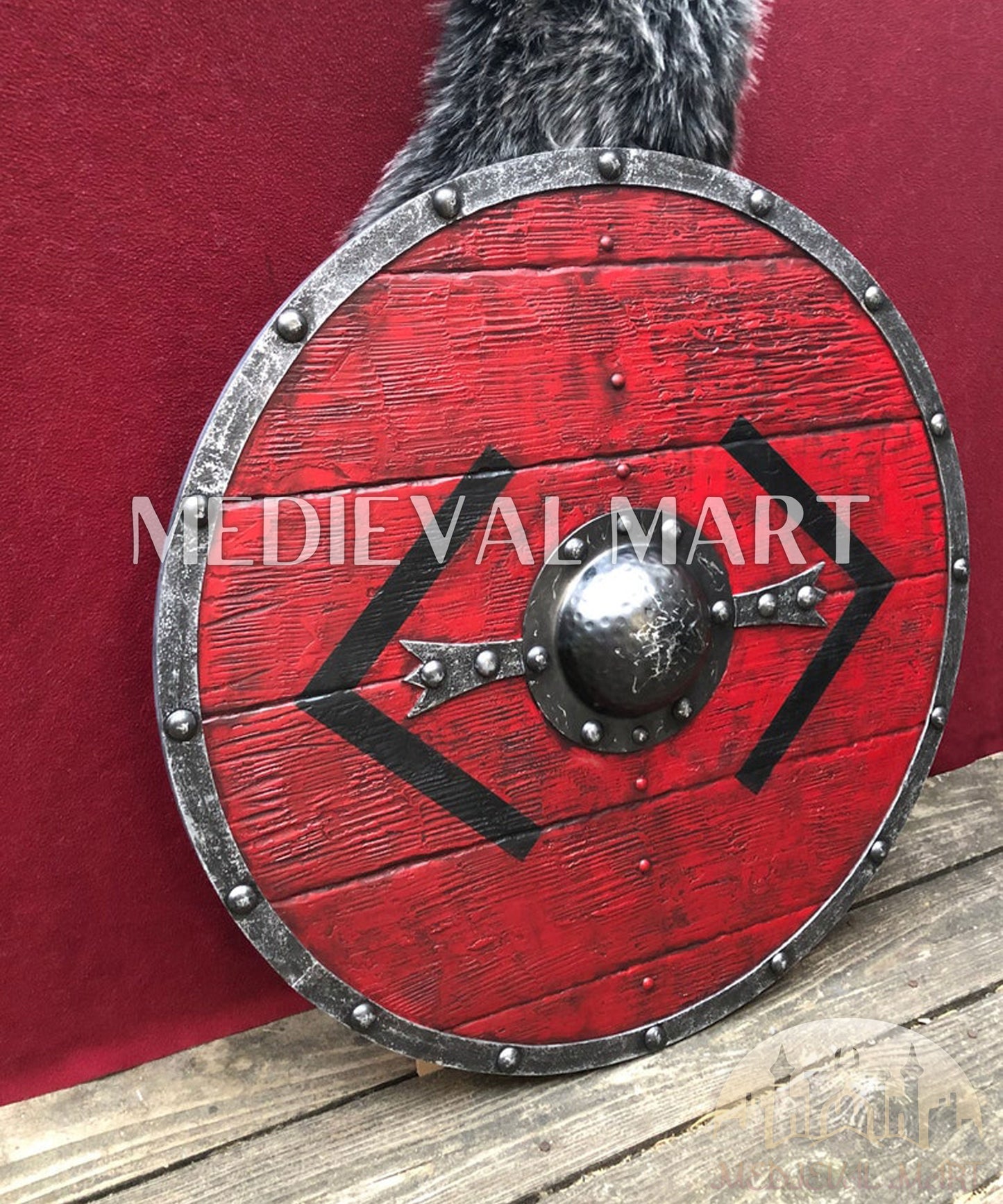 MEDIEVALMART Iconic Viking's Bjorn Ironside Warrior Battle’s Viking Wooden Shield | Gifts For Dad