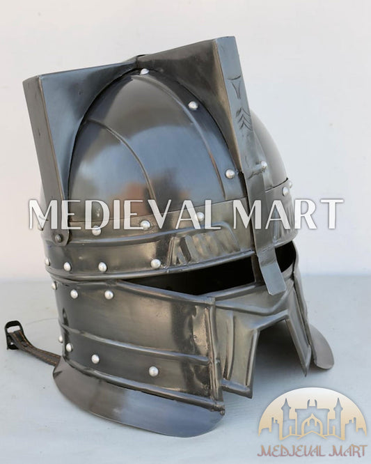 MEDIEVALMART Moria Dwarves Black Finish Helmet W/H Free Stand | LOTR Props