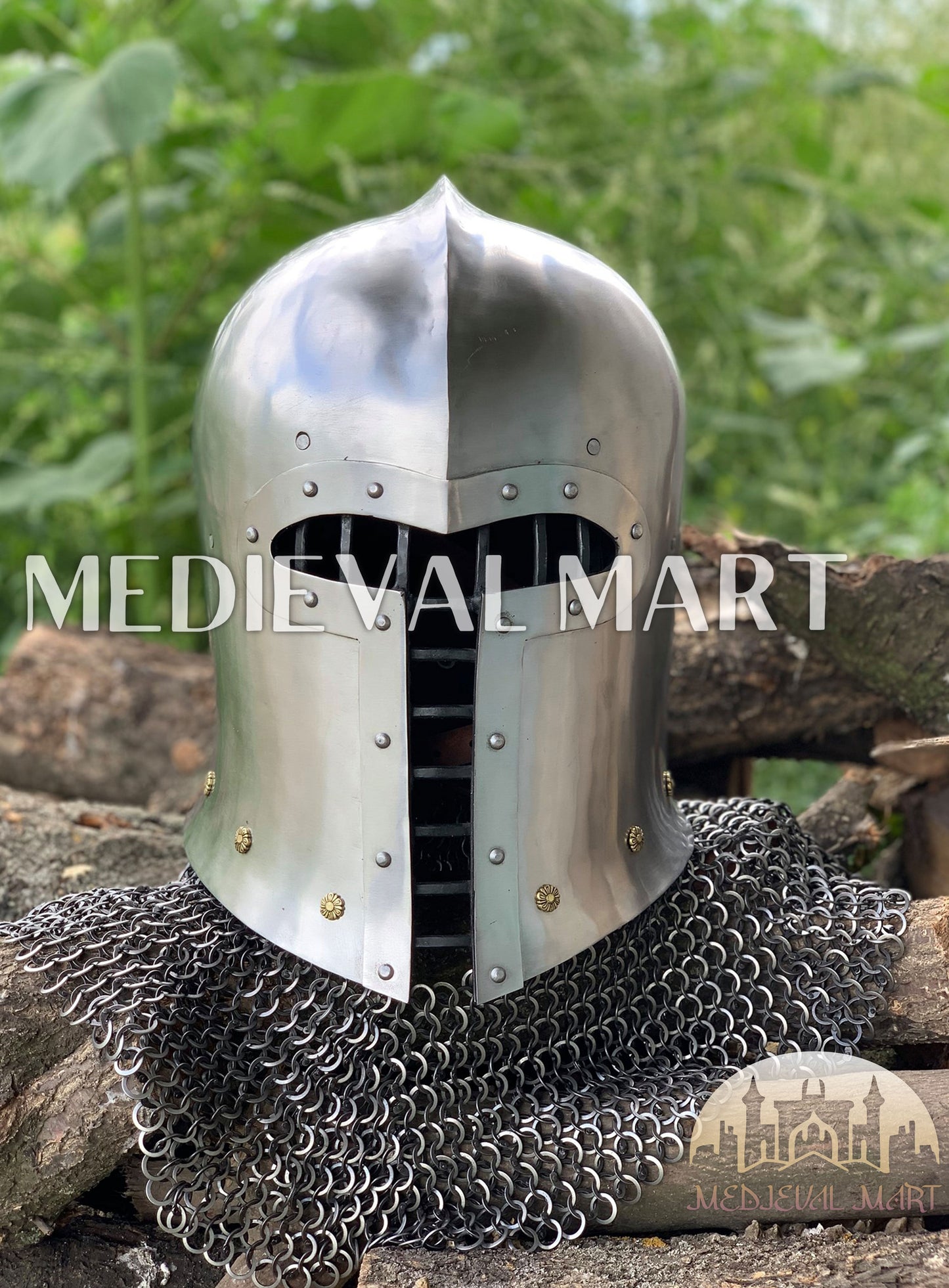 MEDIEVALMART 1500 AD Italian Barbute T shaped visor Helmet By "Gonaza Family"