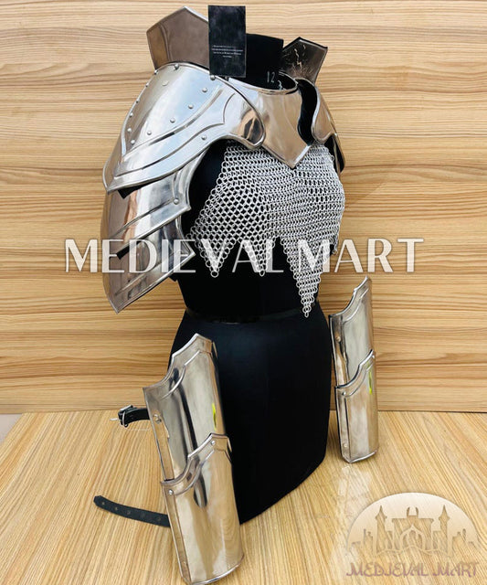 MEDIEVALMART (Isolara Dragonplate) Women’s Armor W/H (BloodMoon) Chainmail + Arms Armor