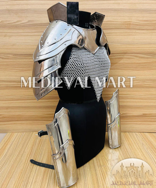MEDIEVALMART (Isolara Dragonplate) Women’s Armor W/H (BloodMoon) Chainmail + Arms Armor