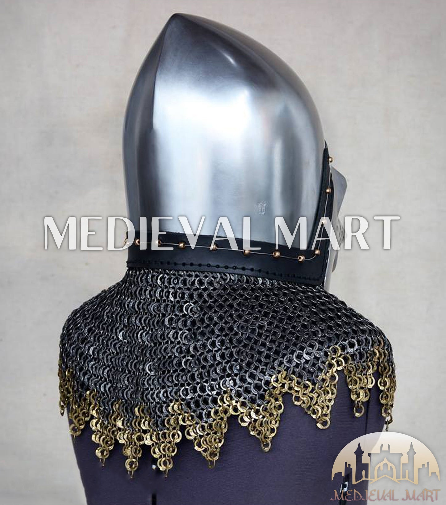 MEDIEVALMART XIV Century Medieval Houndskull "Lorenzo" Bascinet Visor Helmet HMB; IMCF