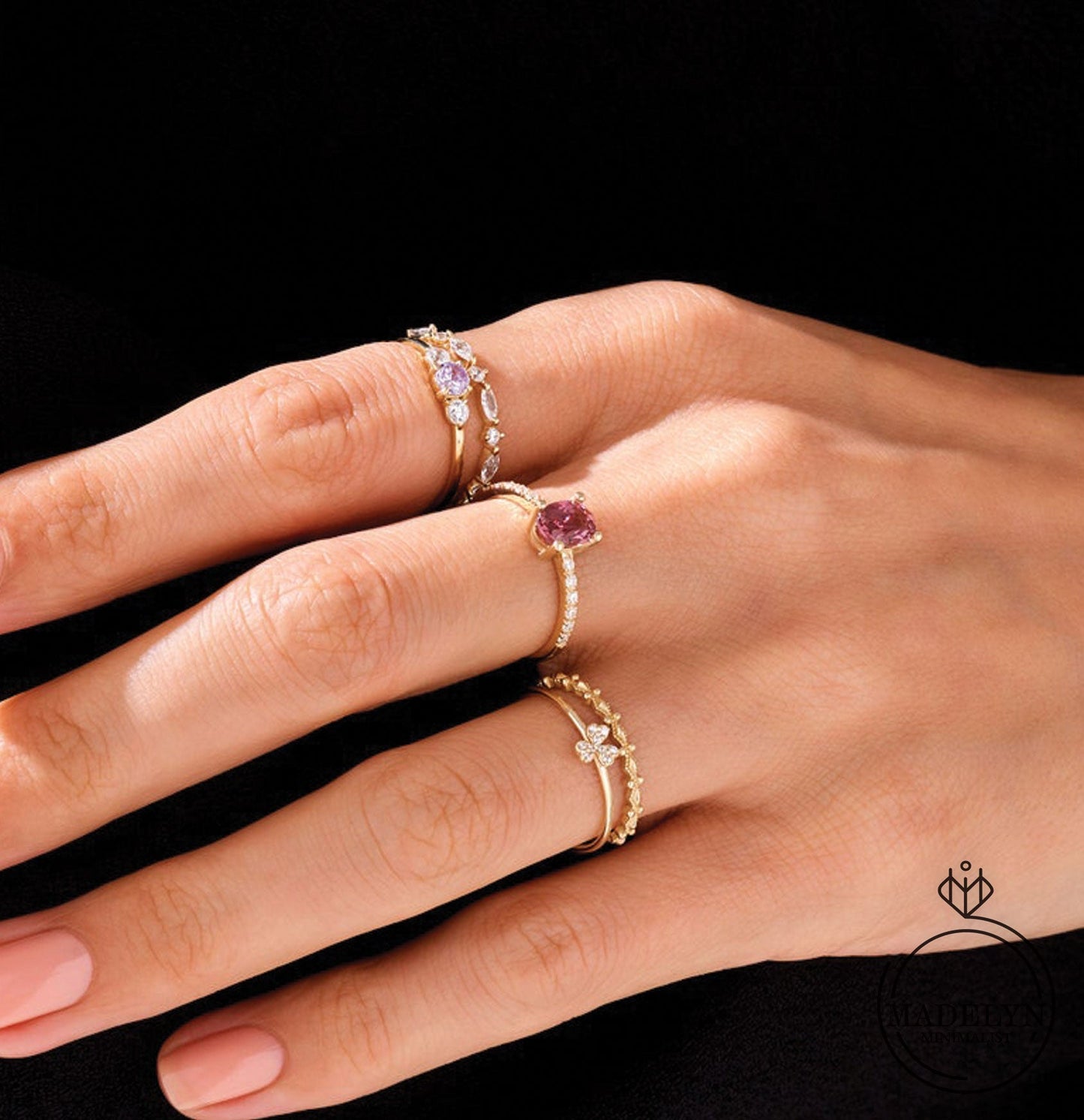 MADELYN MINIMALIST 14k Gold Shamrock Ring, Dainty Promise Ring for Her | Gift For Her, Promise Day