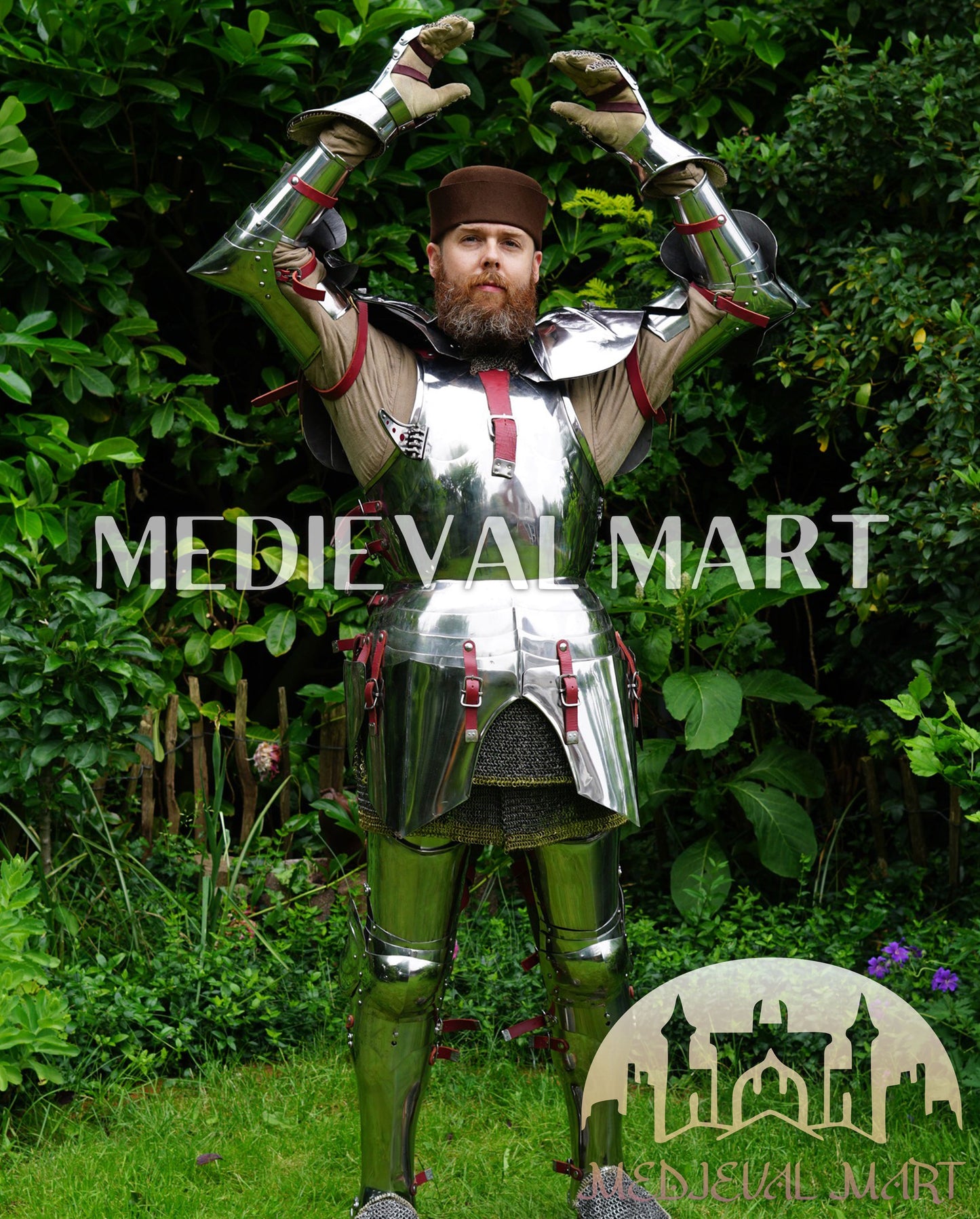 MEDIEVALMART 15th Century Gothic Parade Knight Armor | Late Medieva Full Plate Chainmail Suit for Reenactment