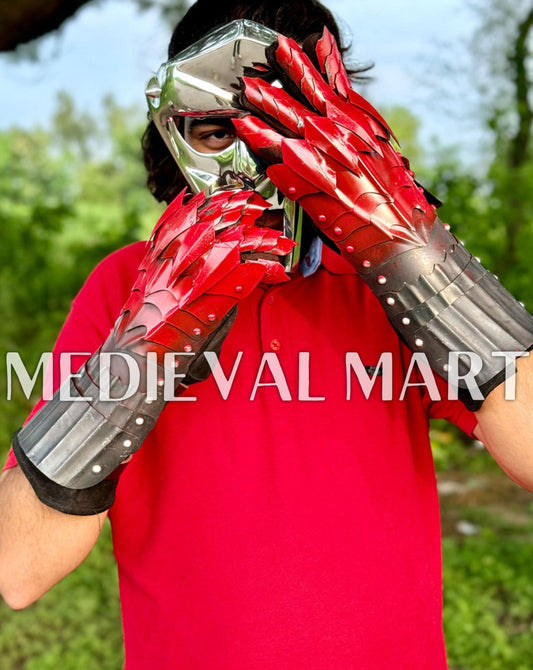 MEDIEVALMART LOTR Witcher Sauron-Inspired Iron Man Gauntlet Edition - Fantasy Gloves Armor
