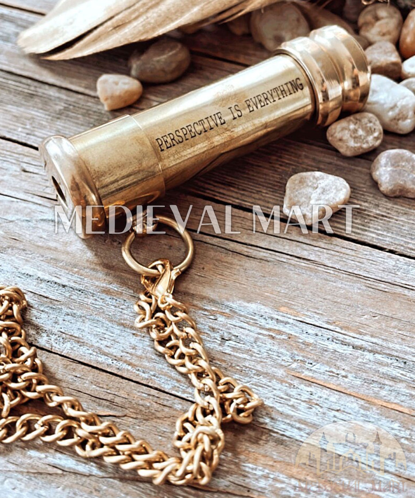 MEDIEVALMART Silver or Gold Custom Engraved Mini Kaleidoscope Necklace