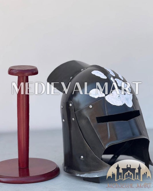 MEDIEVALMART URUK HAI Warrior Knight Helmet W/H Free Stand | LOTR Props
