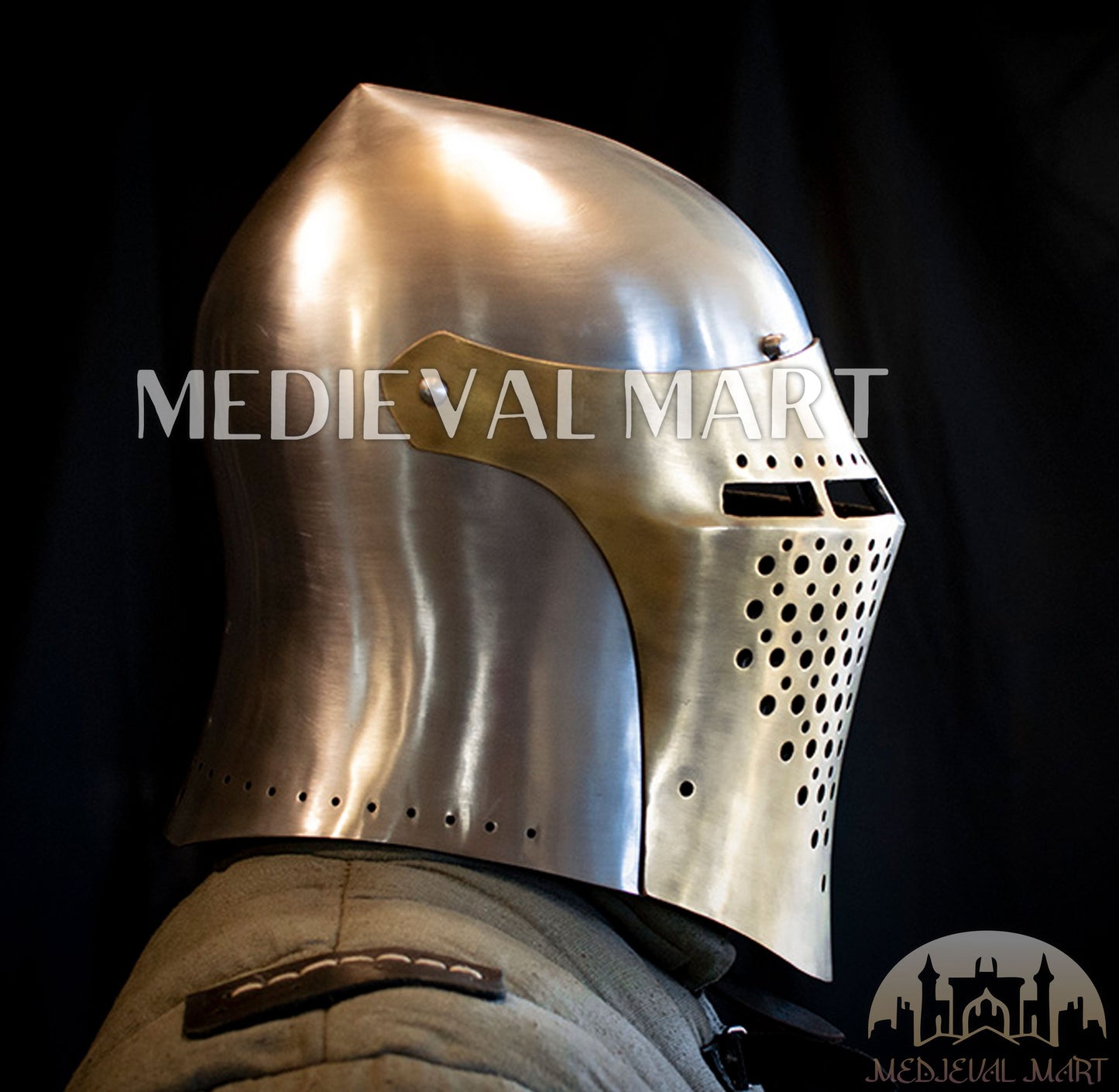 MEDIEVALMART Alexander The Great "ROA" Special and simple Armet with Brass Face Cover