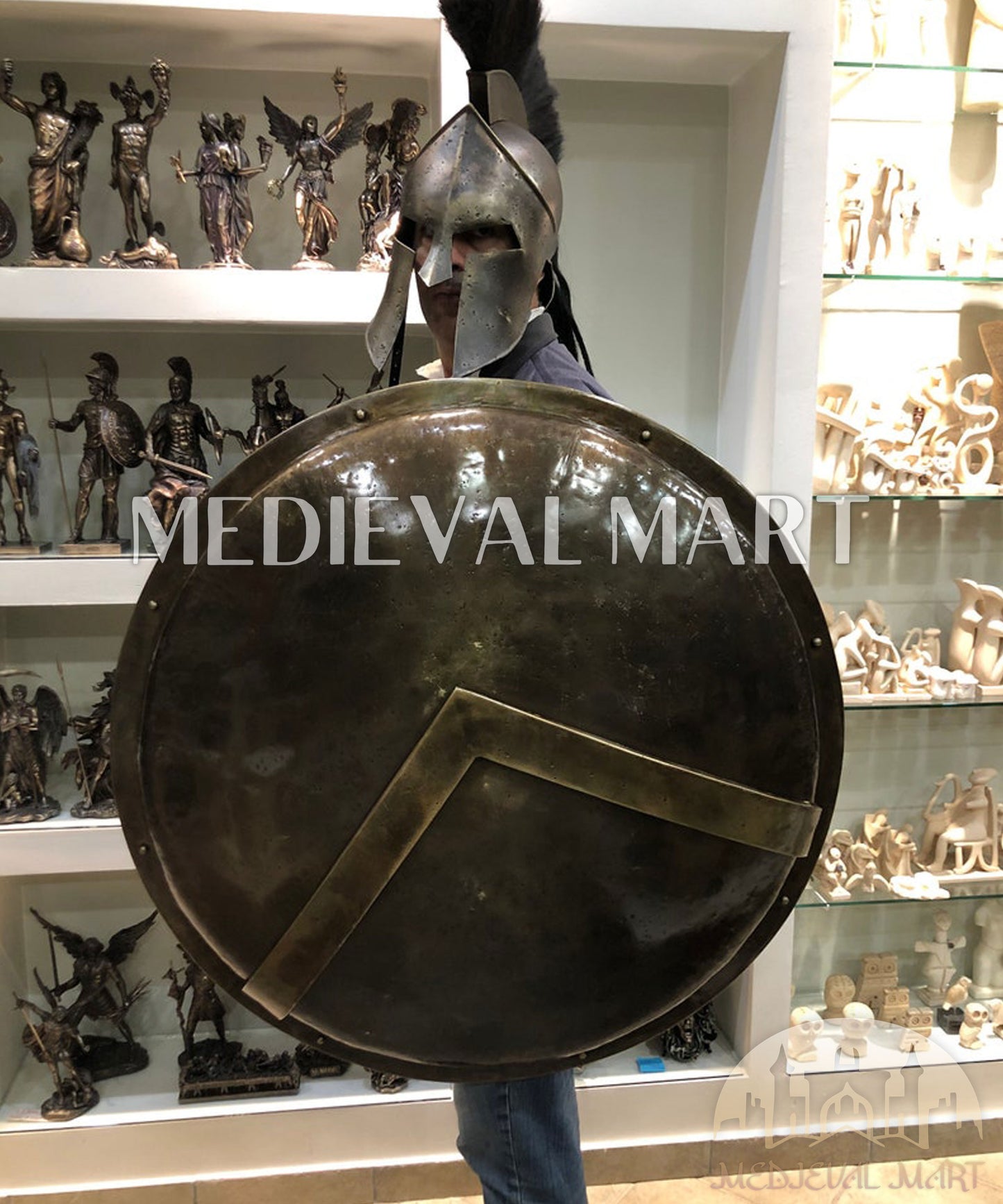 MEDIEVALMART 300 Movie Spartan’s Antique Touch Metal Shield | Gifts For Dad