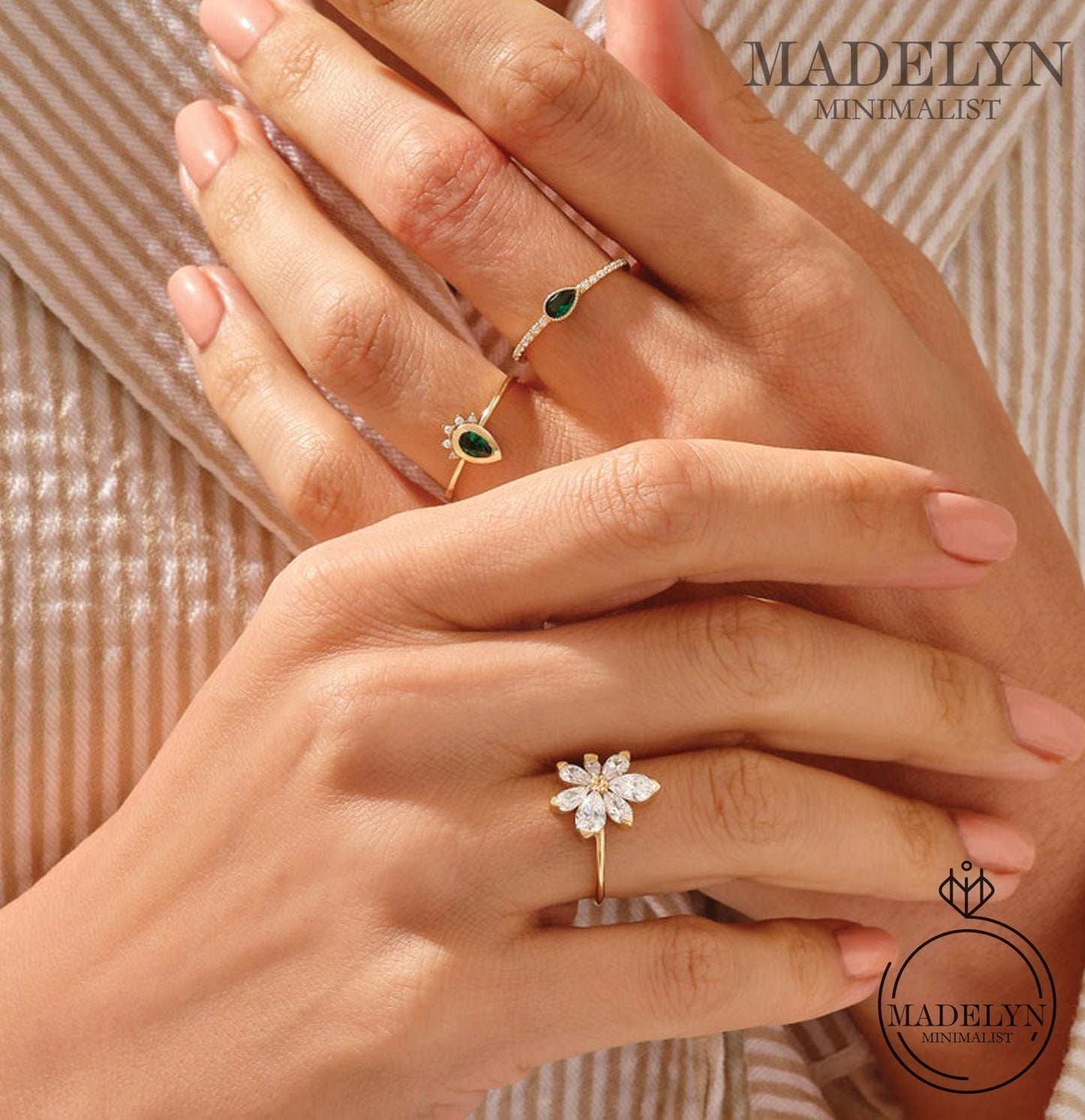 MADELYN MINIMALIST 14k Solid Gold Daisy Engagement Floral Anniversary Ring Chunky Flower Ring | Gift for Her, Wife