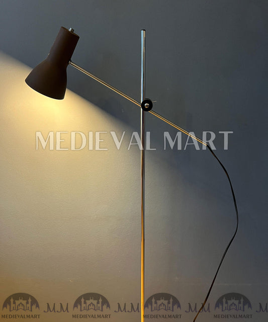 MEDIEVALMART Vintage Italian Mid Century Adjustable Brown Floor Lamp