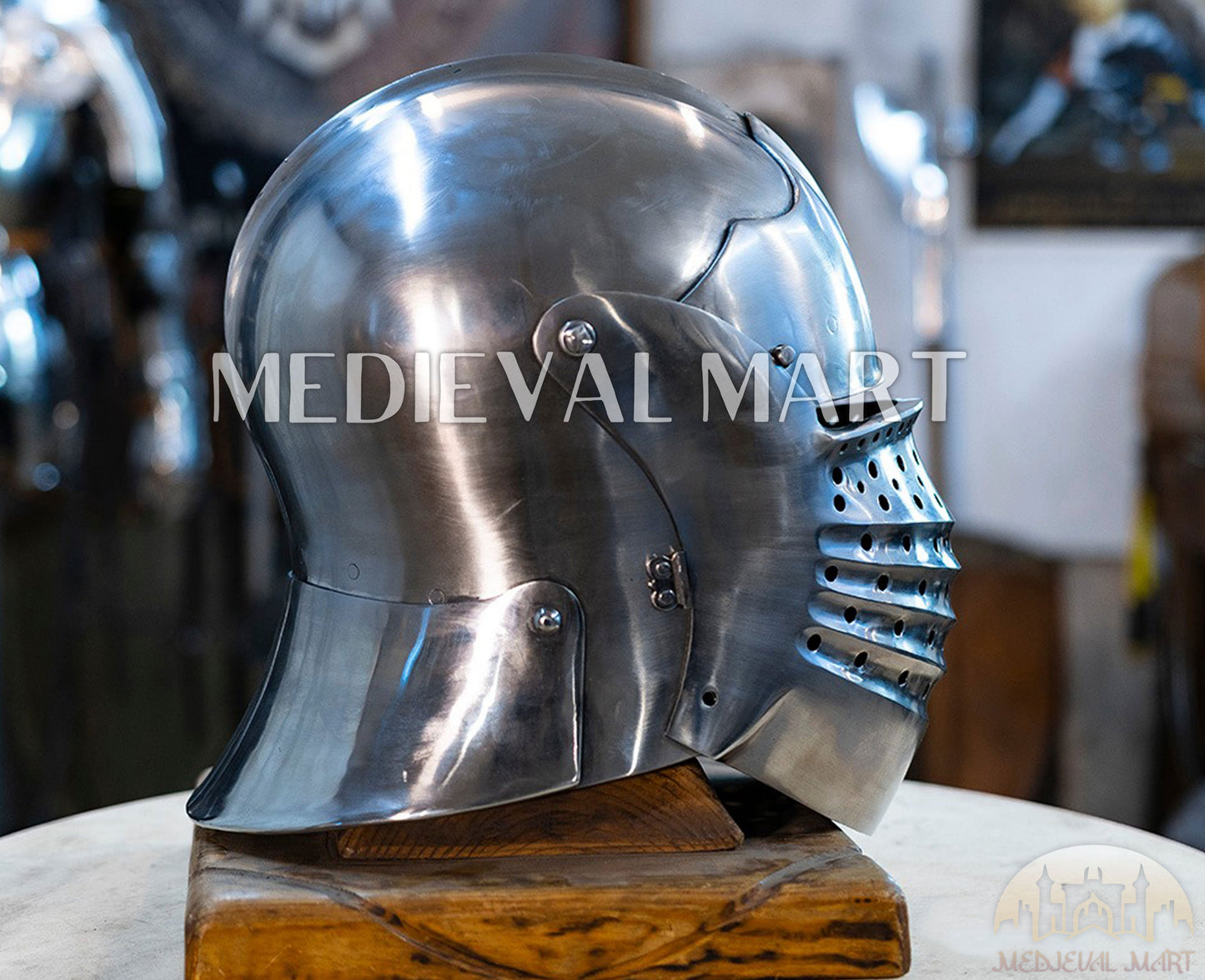 MEDIEVALMART XV Century Medieval North Italian face Sallet W/H Bellows Visored Late Helmet