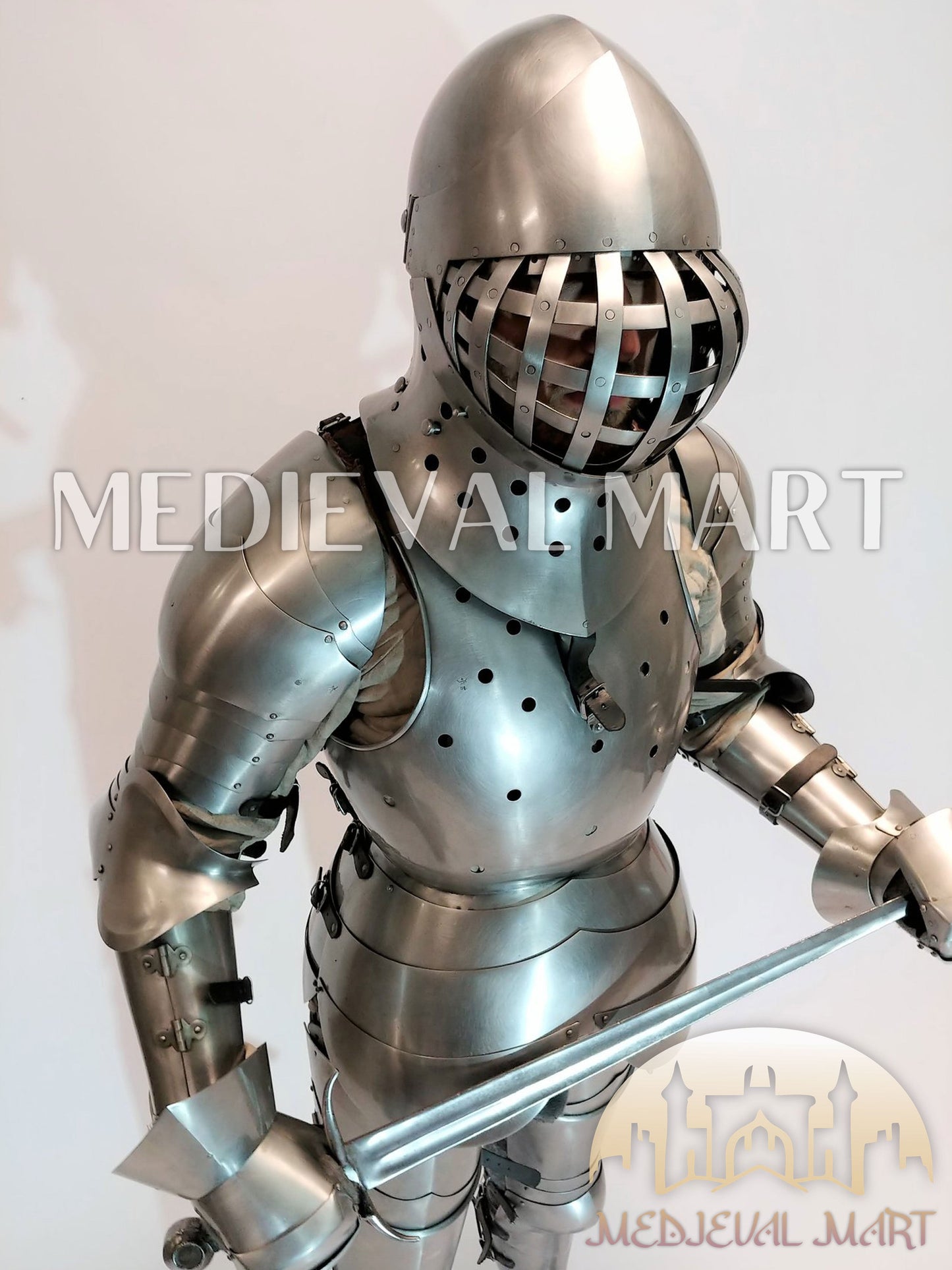 MEDIEVALMART 1400s Medieval Tournament Knight Parade High Gothic Plate Armor W/H Kolbenturnier Bacinet