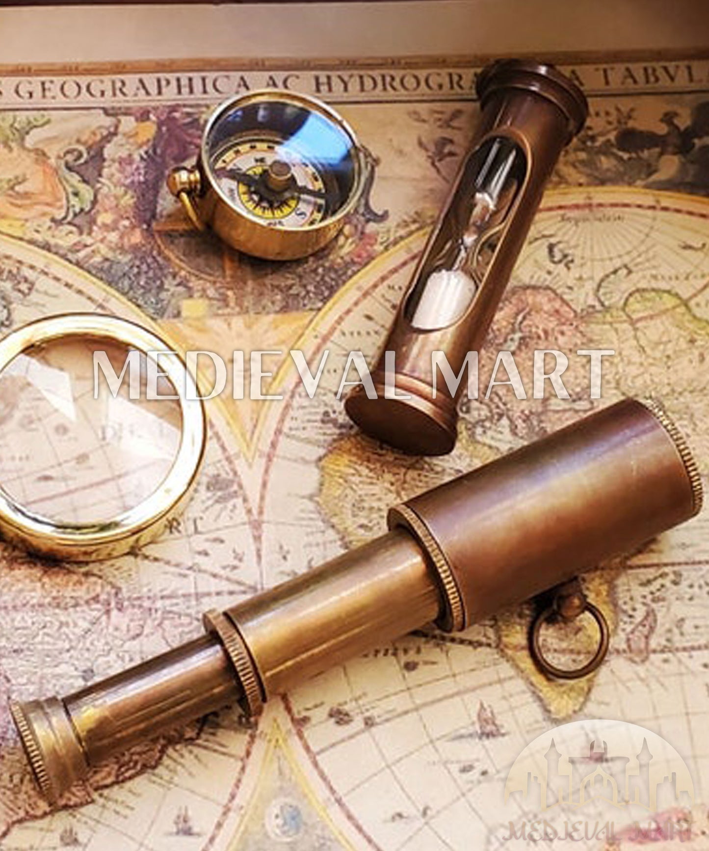 MEDIEVALMART Nautical Miniature Brass Telescope: Steampunk Nautical Spyglass Pendant