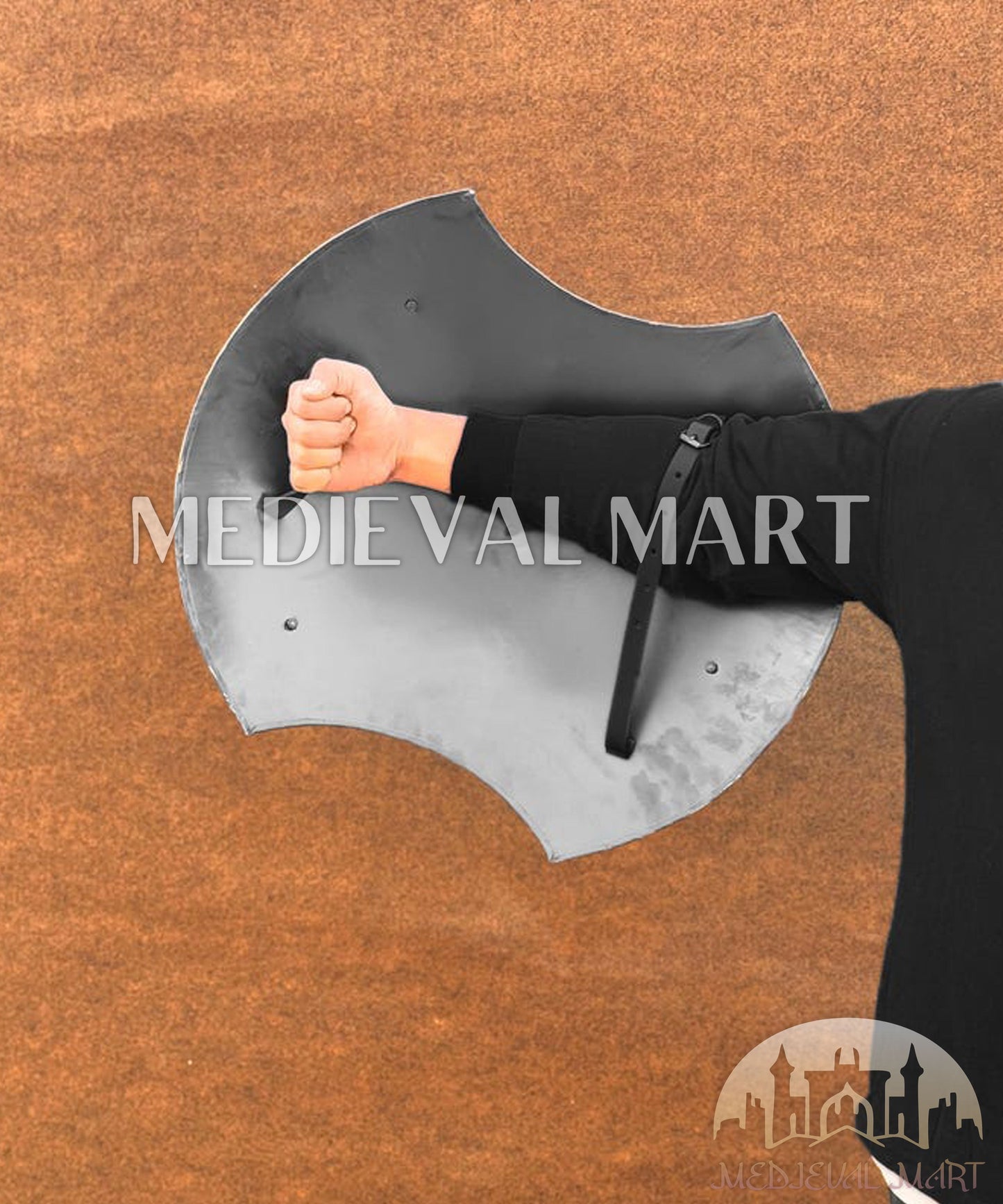 MEDIEVALMART Medieval Achilles Trojan Troy Greek Shield Silver & Brown Two Finish | Gift for Halloween Day