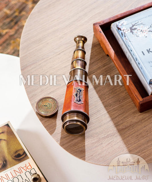 MEDIEVALMART Brass Pirate Telescope: 20-Inch Spyglass, 15X Magnification Gift for Christmas