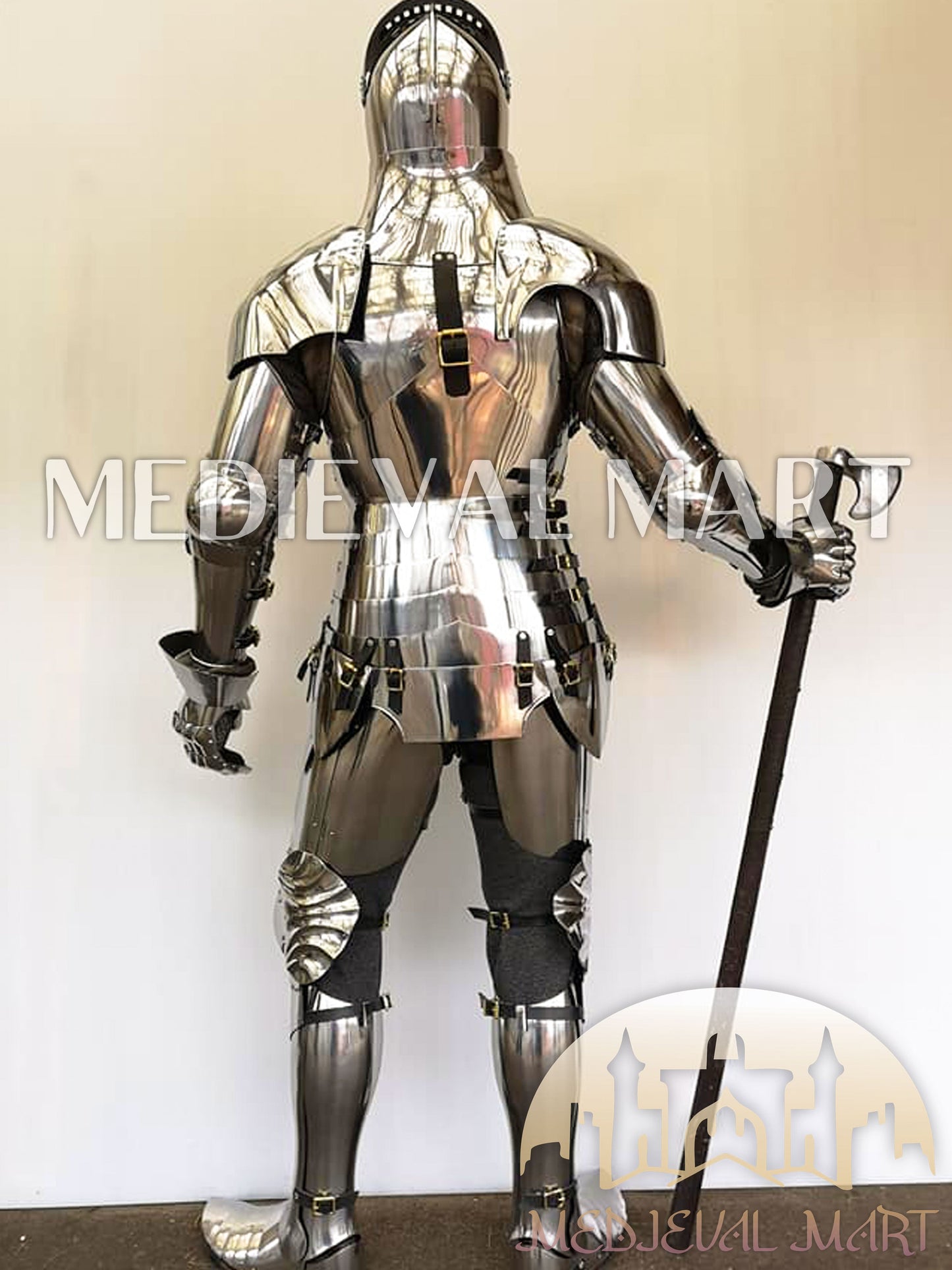 MEDIEVALMART Medieval knight Full Plate Customised English Body Armor With Viking Axe Weapon
