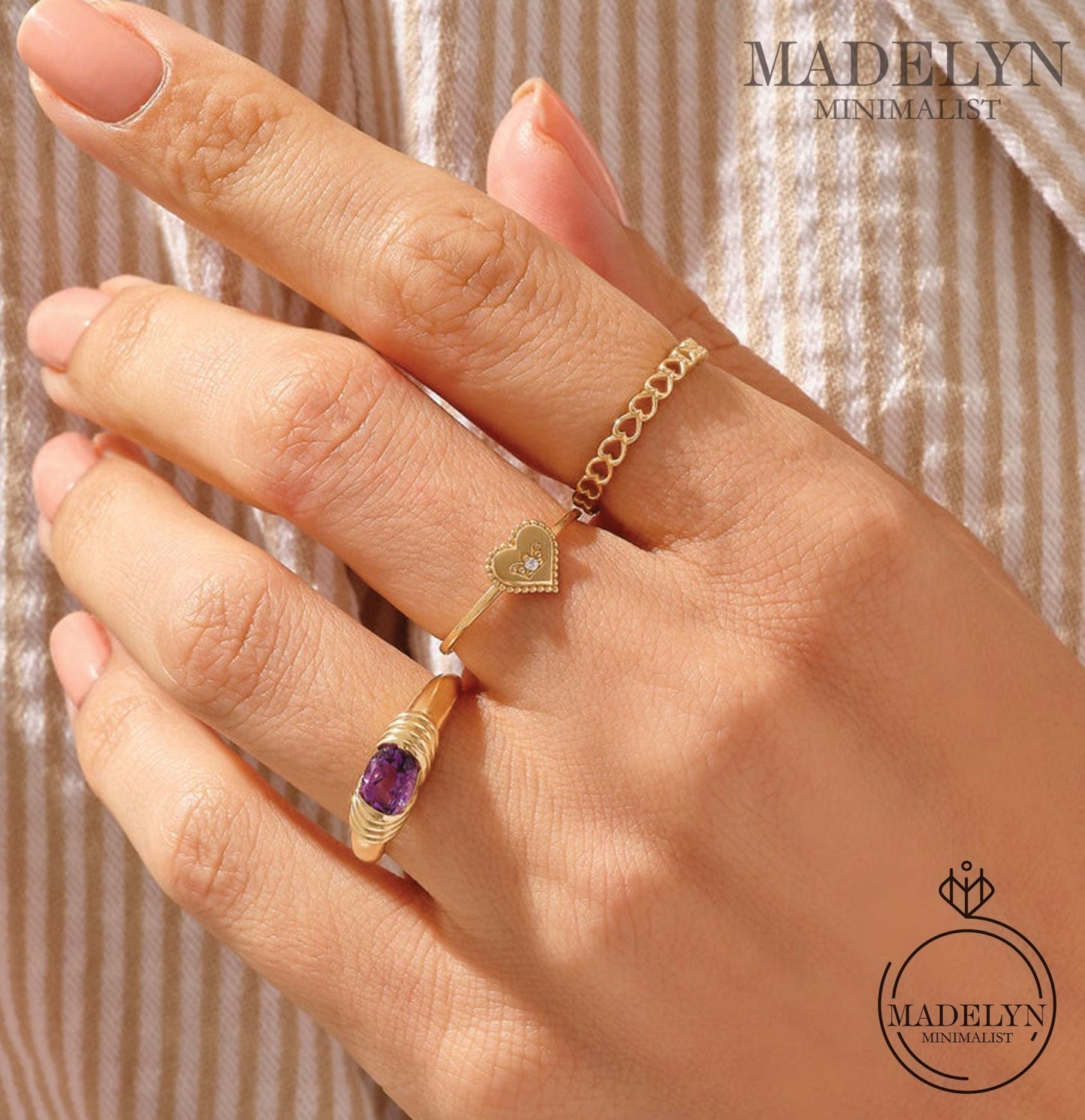 MADELYN MINIMALIST 14k Solid Gold Heart Ring Minimalist Love Band for Women Dainty Gold Heart | Gift For Wife or Girlfriend