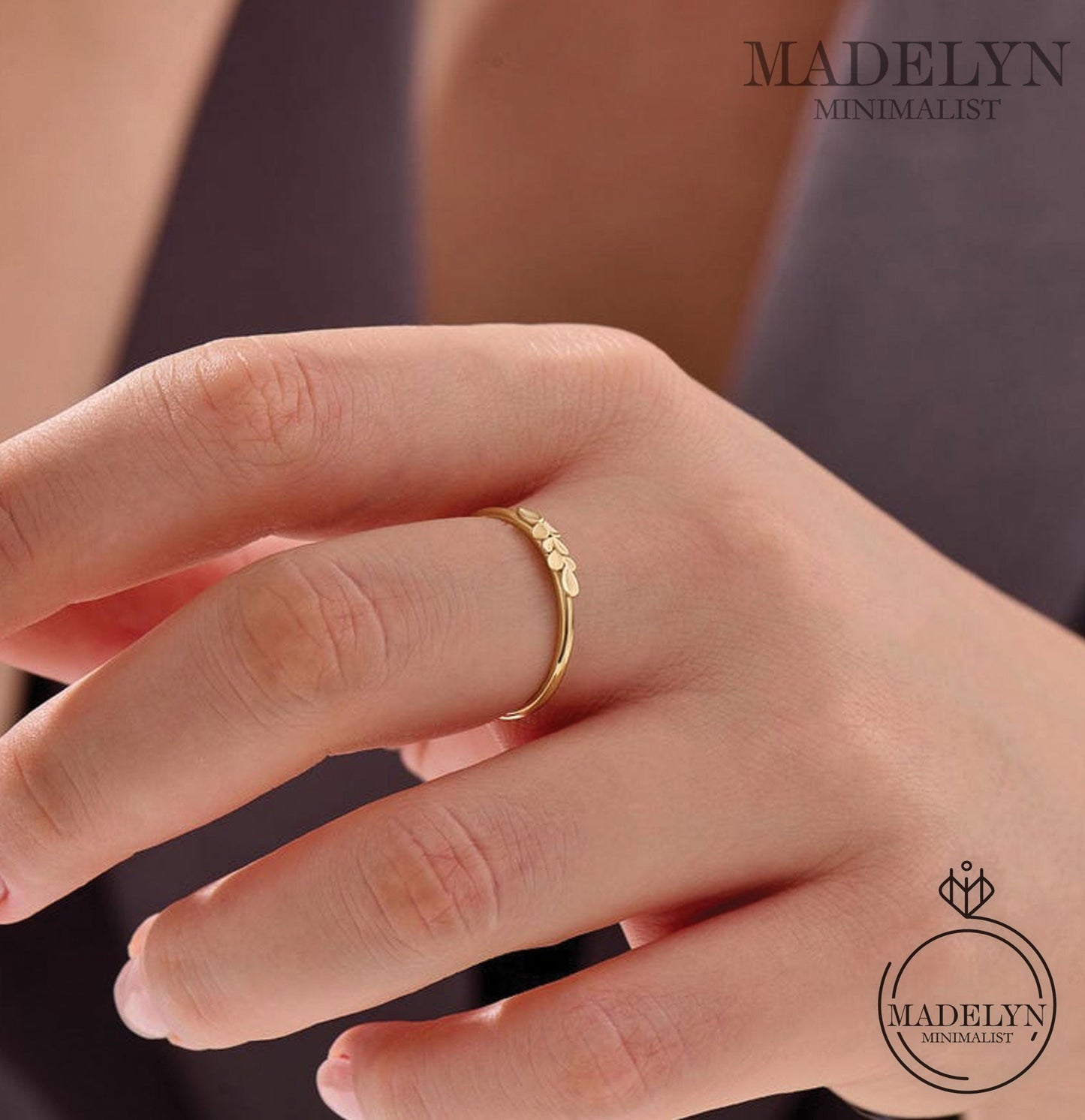 MADELYN MINIMALIST 14k Solid Gold Minimalist Flower Promise Ring | Gift For Girlfriend