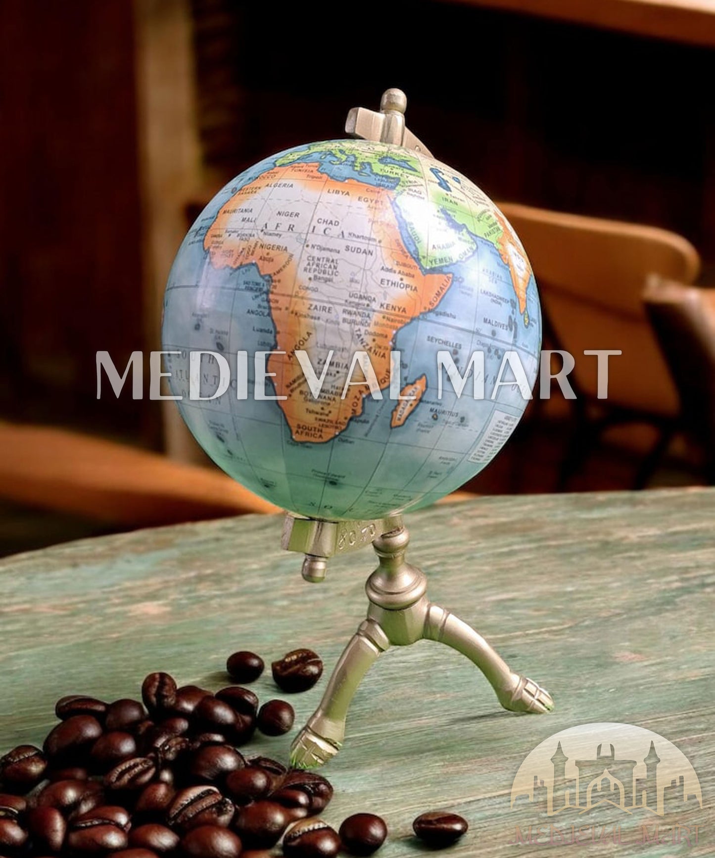 MEDIEVALMART Handmade Vintage Replogle 12” Diameter Globe, with antique brass The Crafted Delight