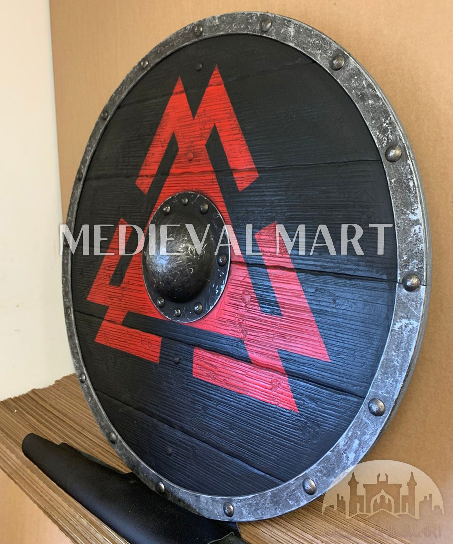 MEDIEVALMART Novgorod Vikings Valhalla Authentic Battleworn Viking Wooden Shield | Gifts For Dad