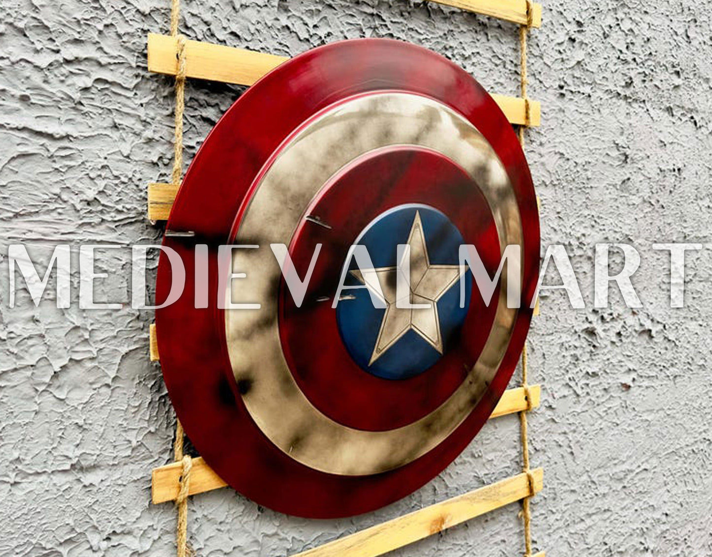 MEDIEVALMART Marvel Legend Captain America Shield Battle Damage Finish Marvel Prop Replica