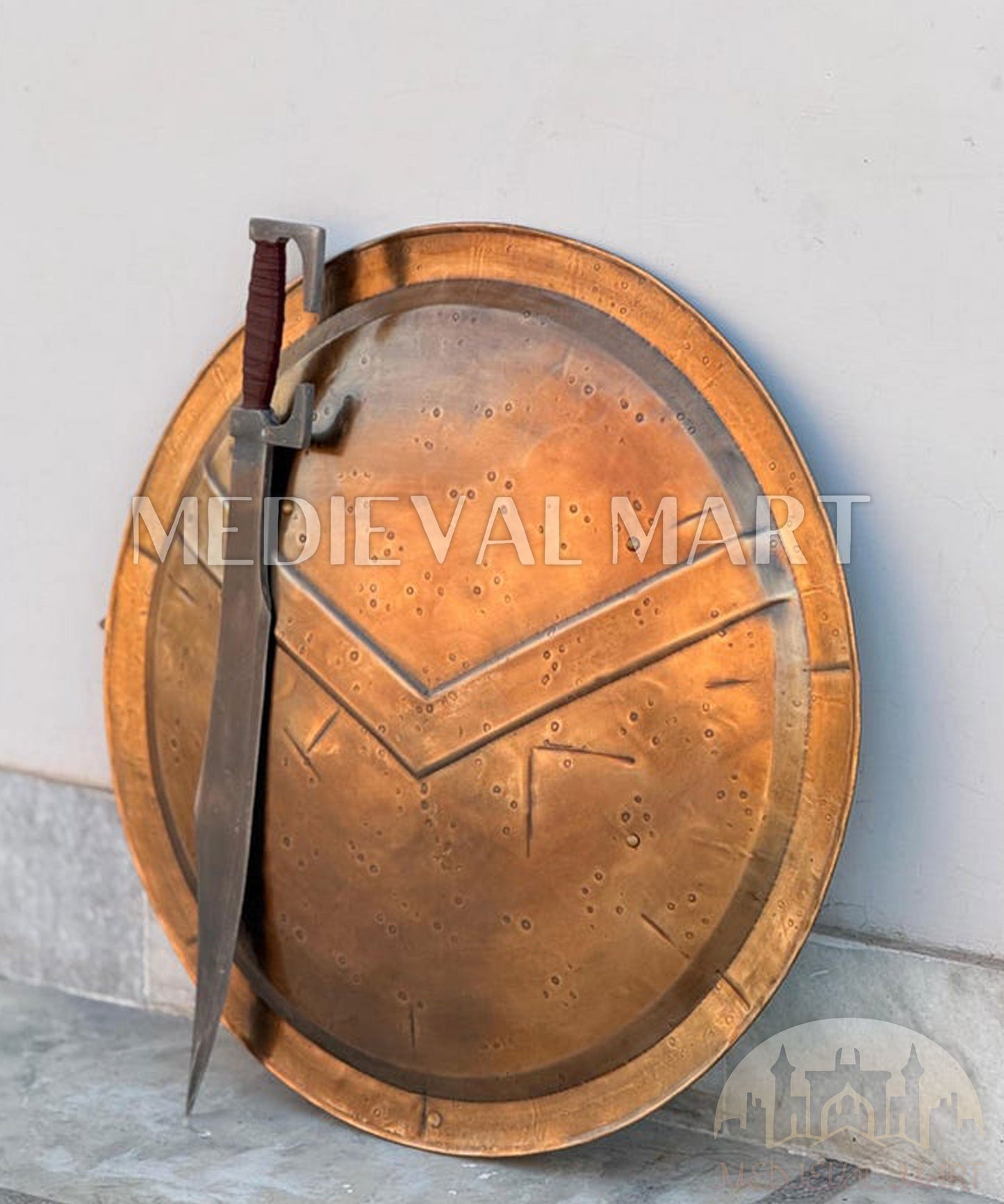 MEDIEVALMART "300 Movie" Spartan Round Shield W/H King Leonidas Sword - GIft for Halloween Day