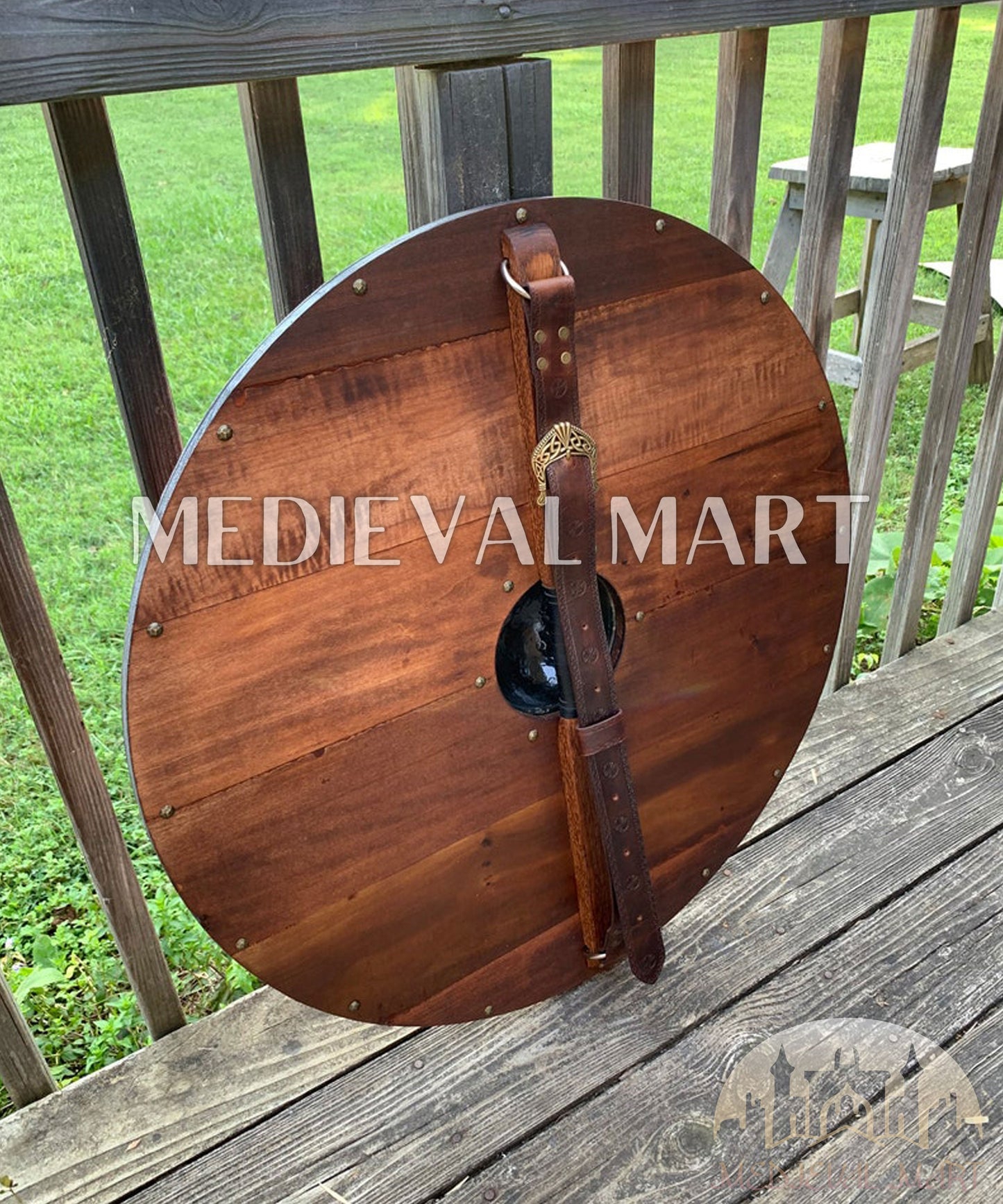MEDIEVALMART Viking's Valhalla Byzantine Eagle Varangian Authentic Battleworn Viking Wooden Shield | Gifts For Dad