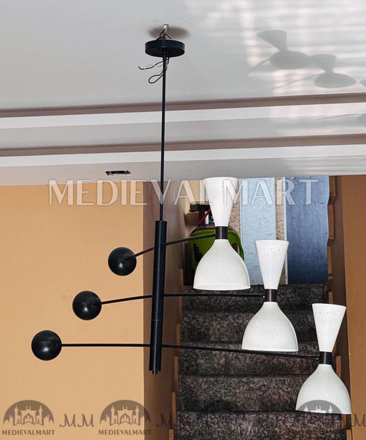 MEDIEVALMART Handmade Brass Sputnik Chandelier | Mid Century Modern Light Fixture | Adjustable Arms Balanced Chandelier